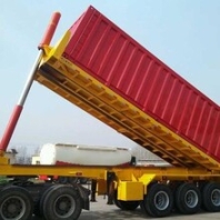 半挂自卸板后翻8米5轻量化自卸货箱7吨前桥提升拖板、平板后翻、平板侧翻